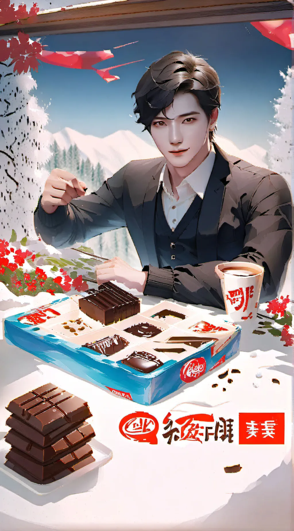 ai character: kitkat man background