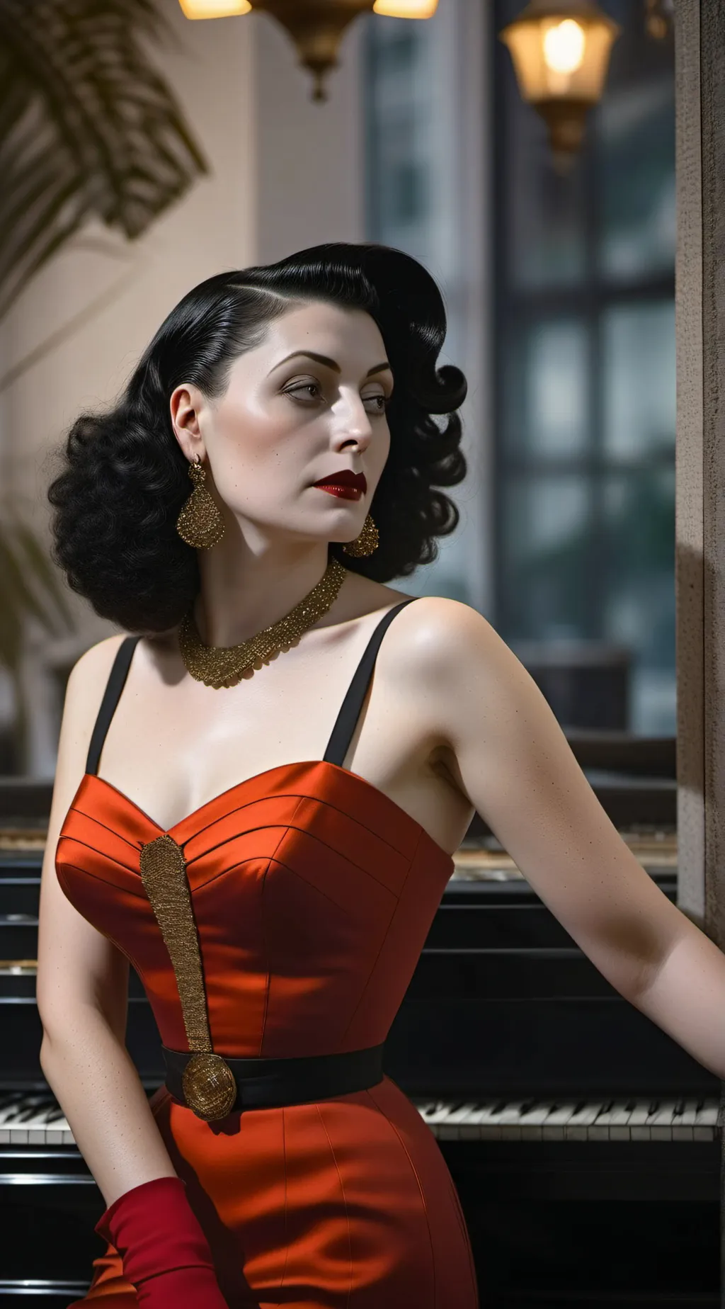 ai character: Alcina Dimitrescu  background