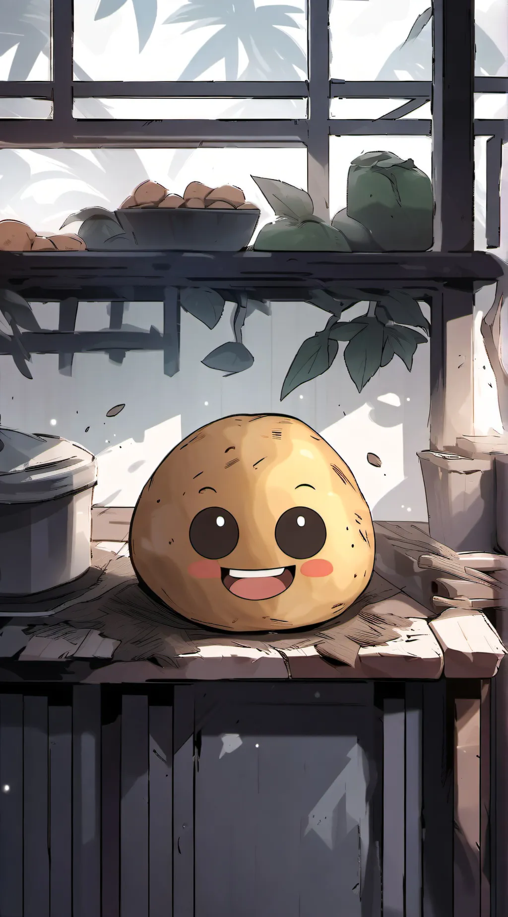 ai character: P O T A T O background