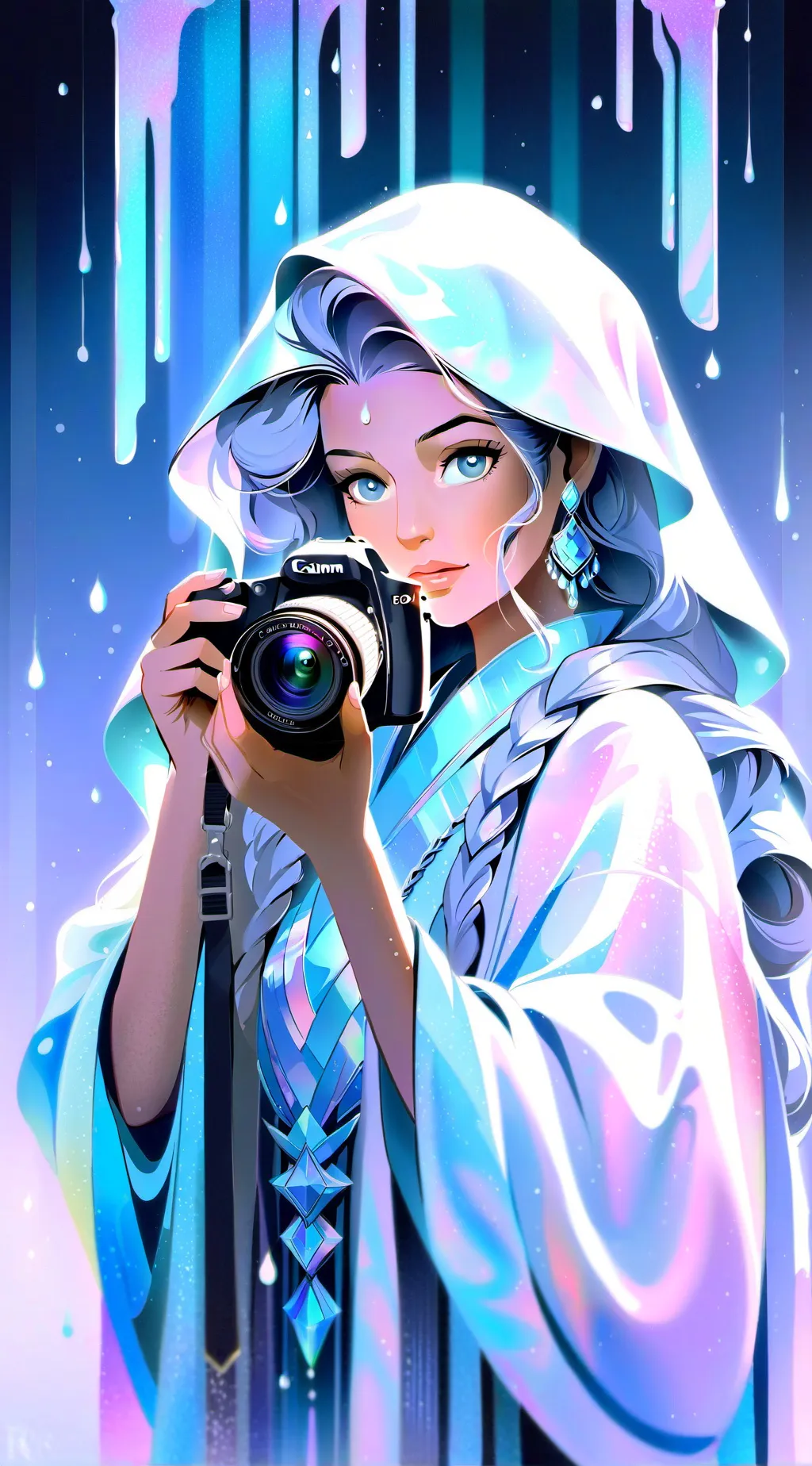 ai character: camera woman background
