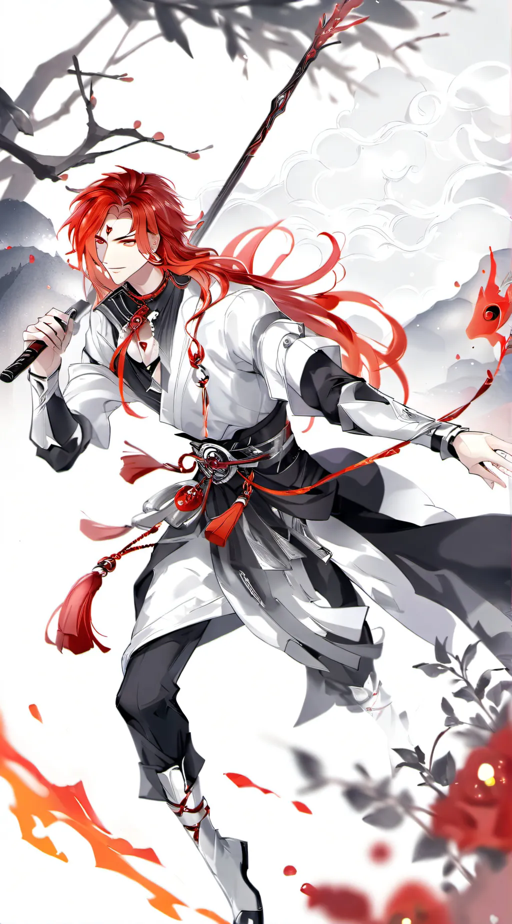 ai character: flame background