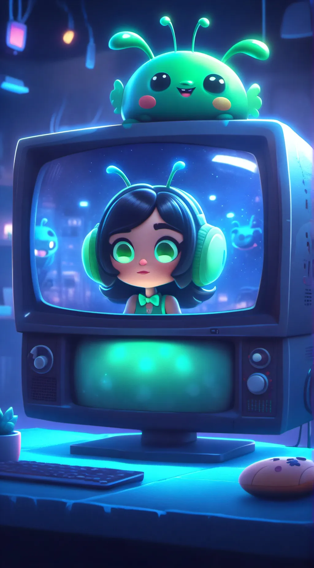 ai character: Vee background