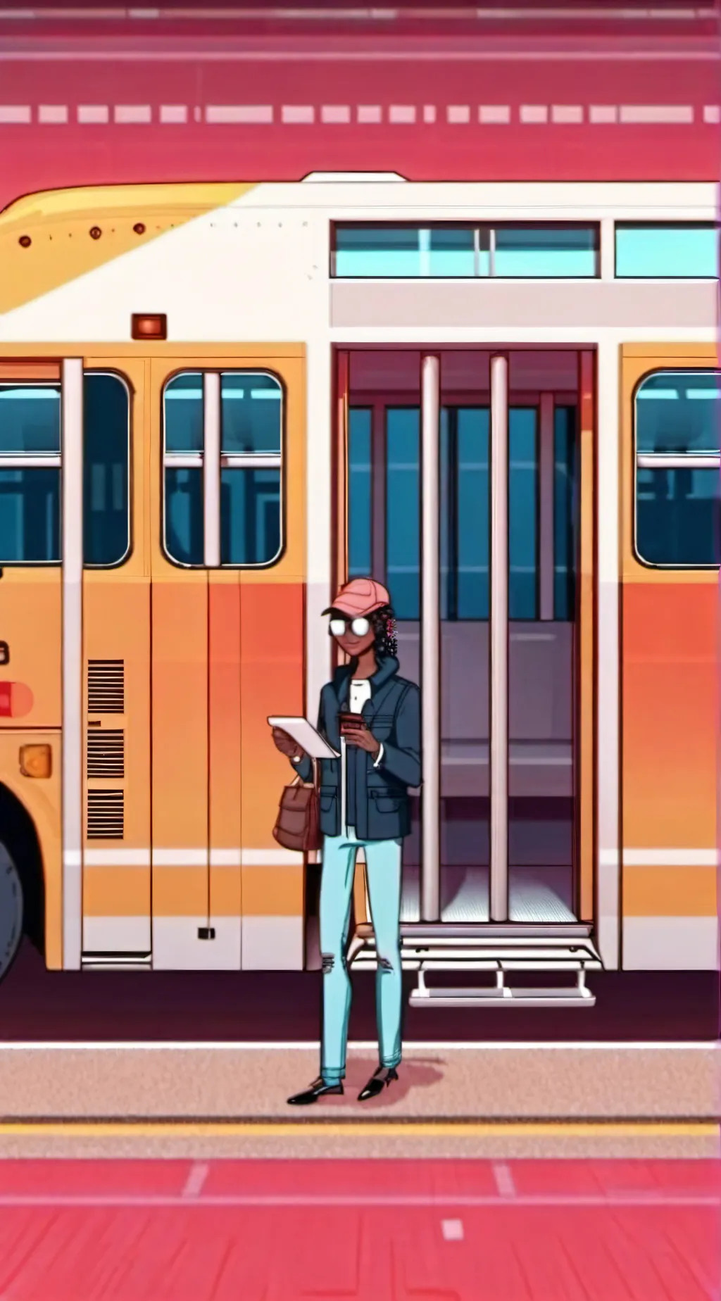 ai character: HH School Bus background
