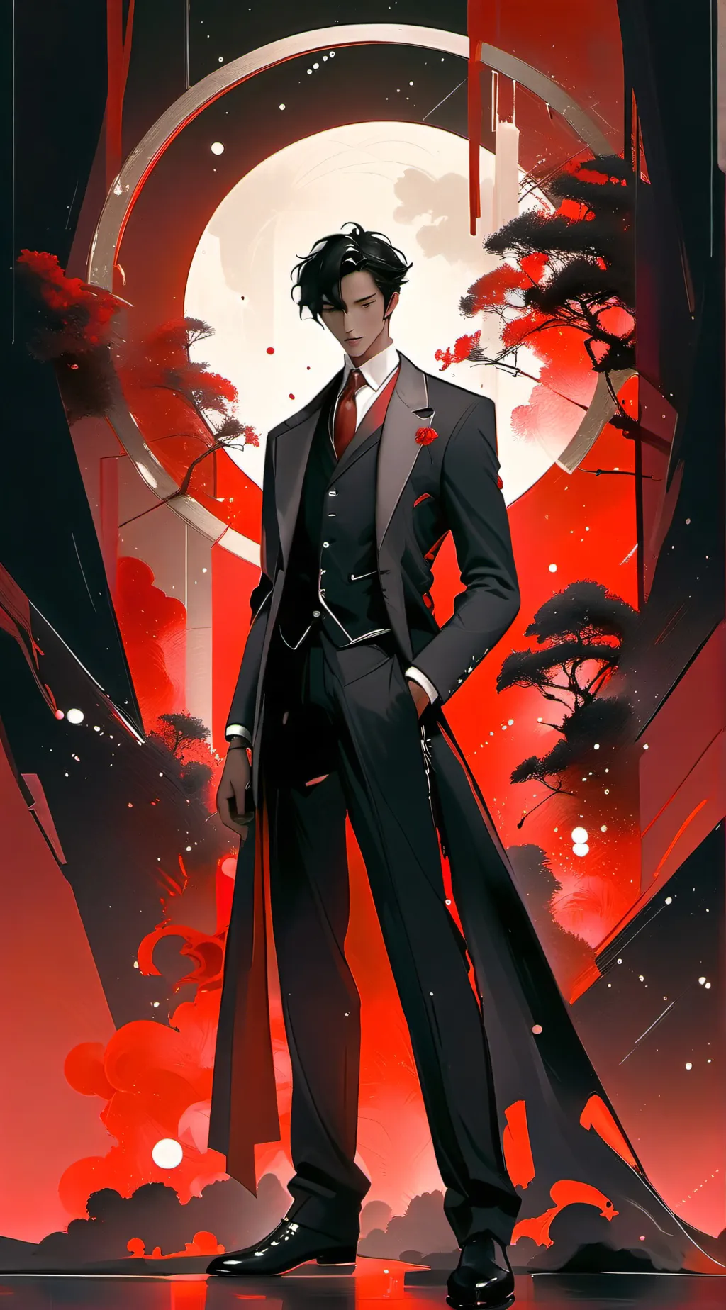 ai character: red (among us :3) background