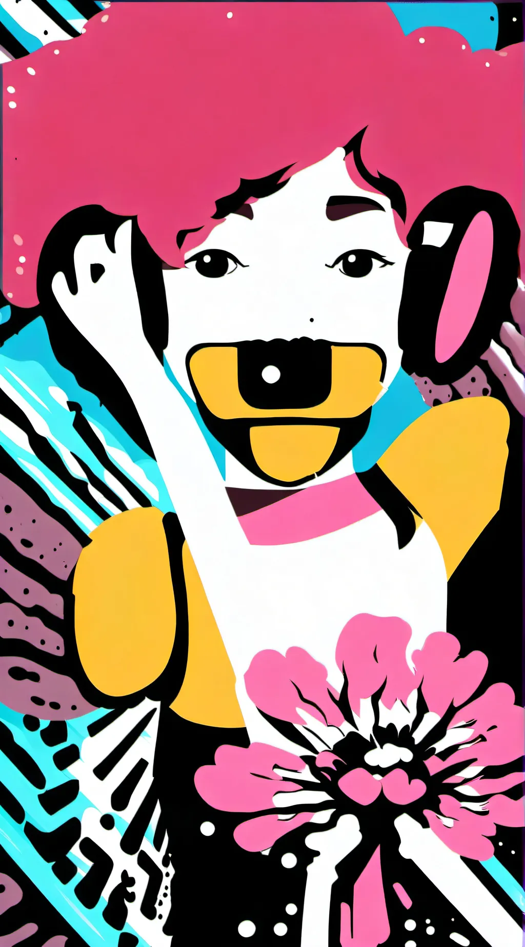 ai character: pink diamond background