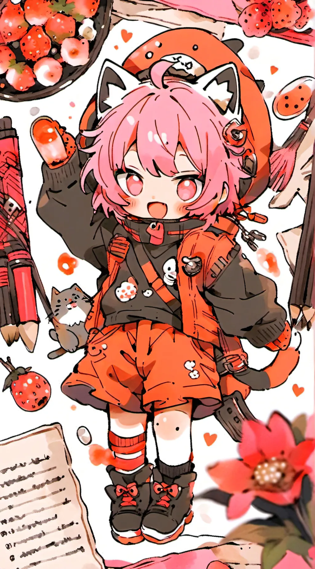 ai character: uwu cat in town background