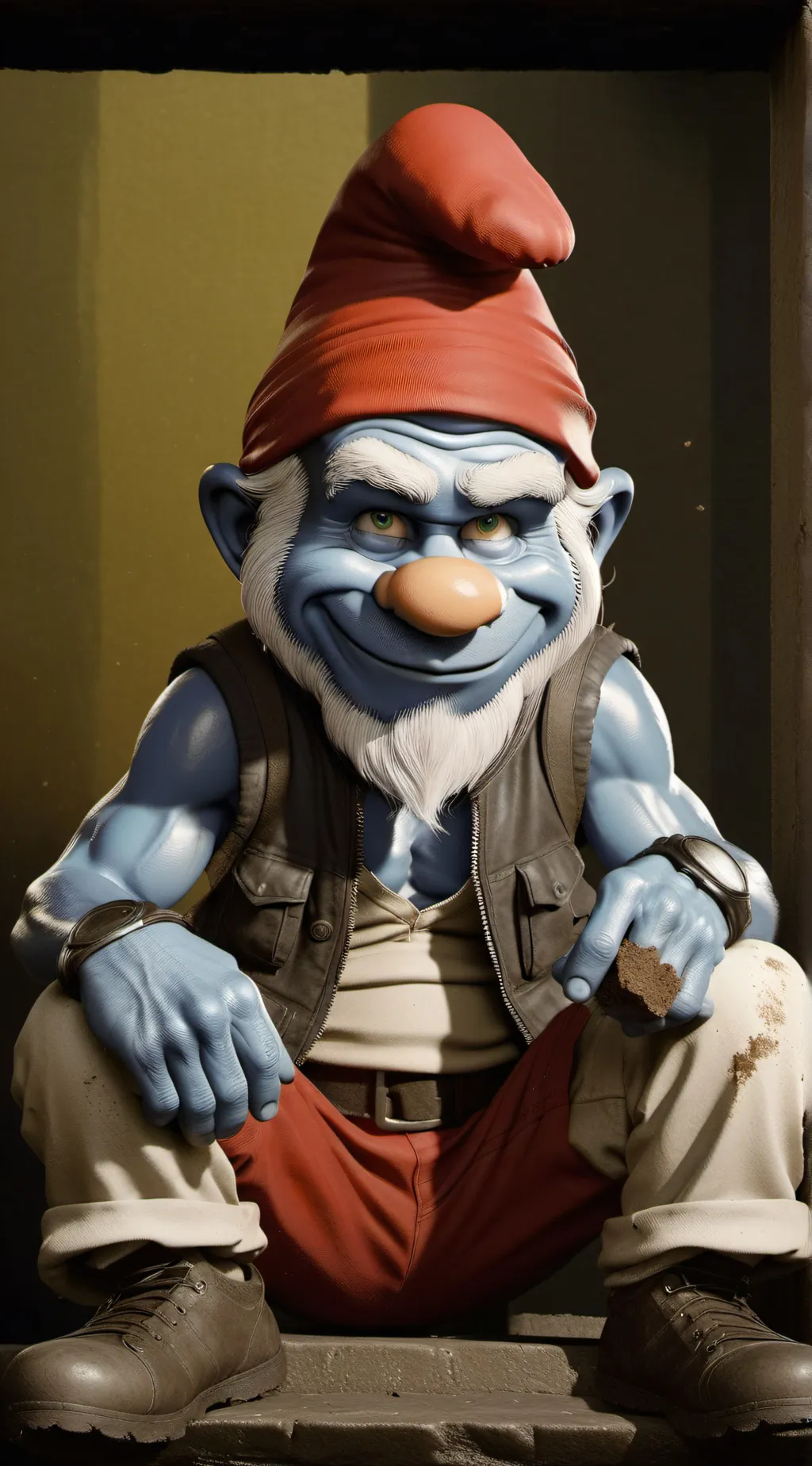 ai character: papa smurf (papi) background