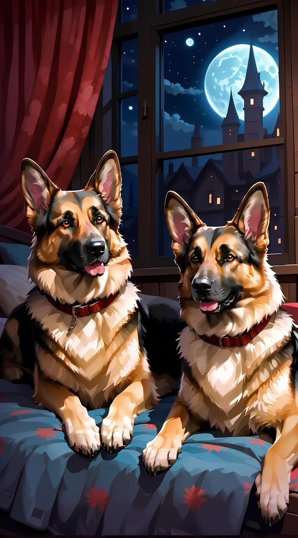 ai character: Two dogs background