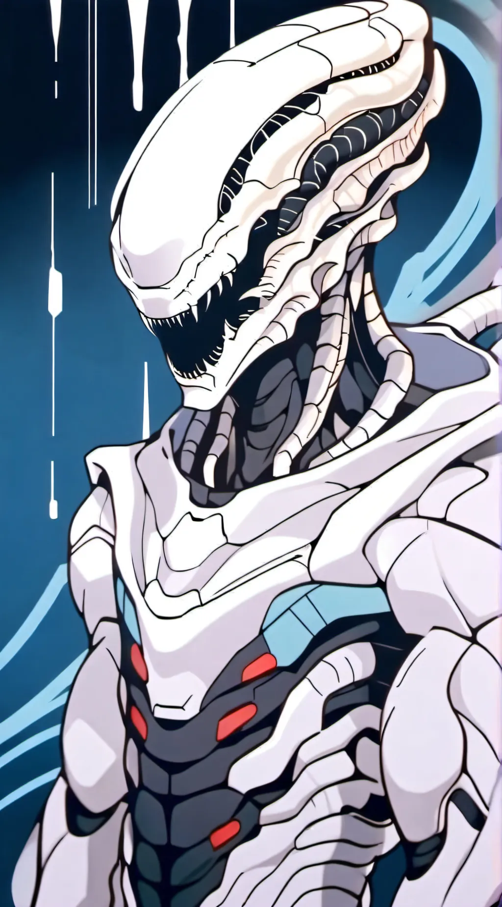 ai character: Fat Xenomorh  background