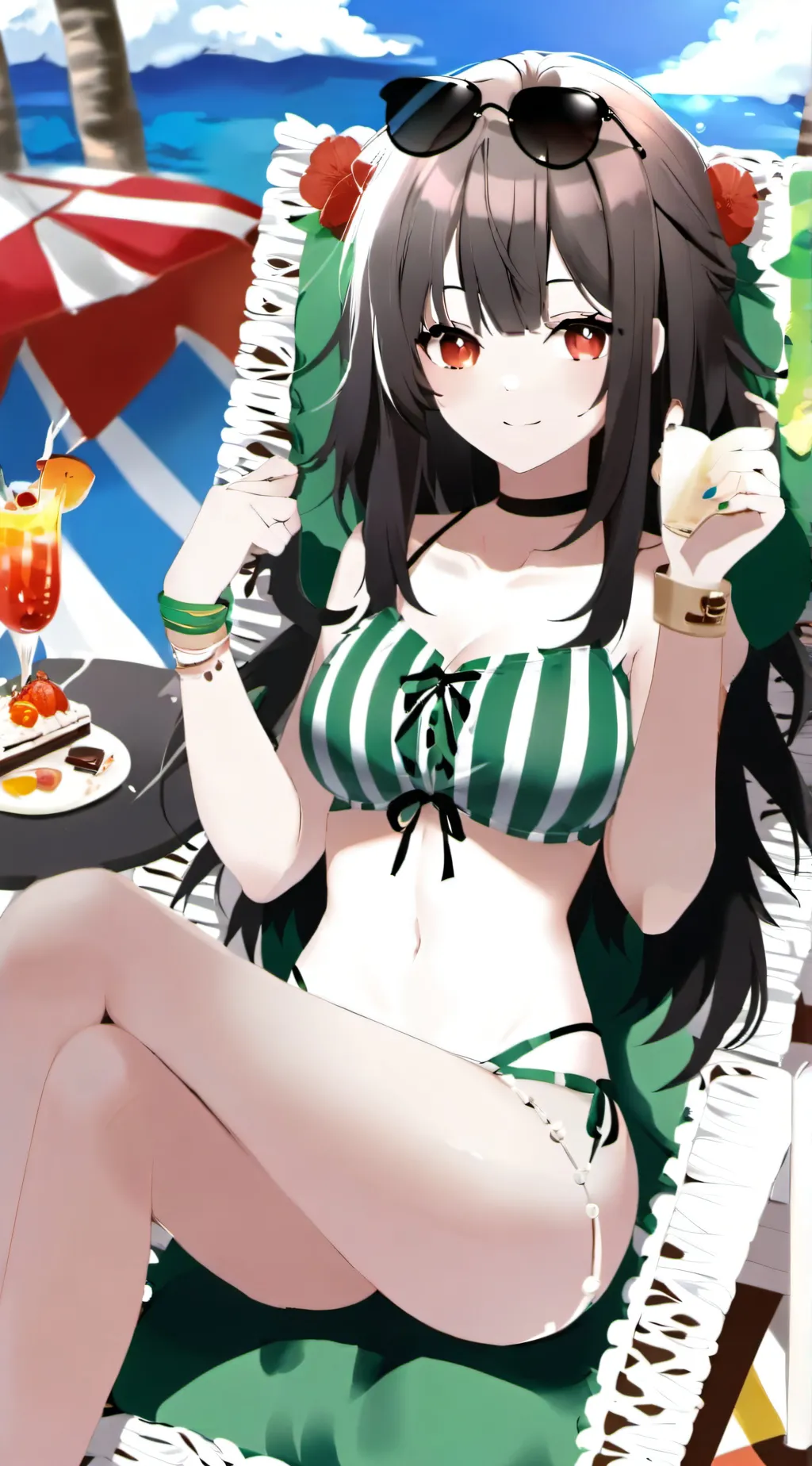 ai character: Girl on Beach background