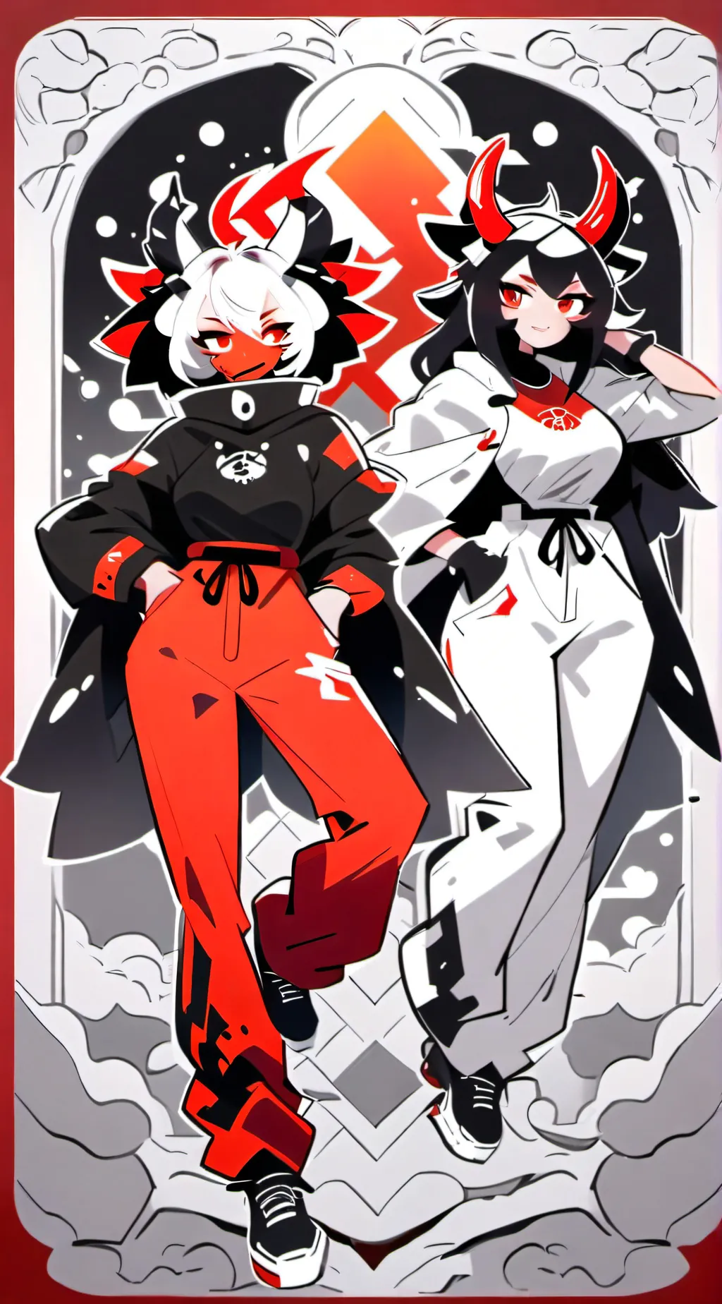 ai character: Hayley and Harley  background