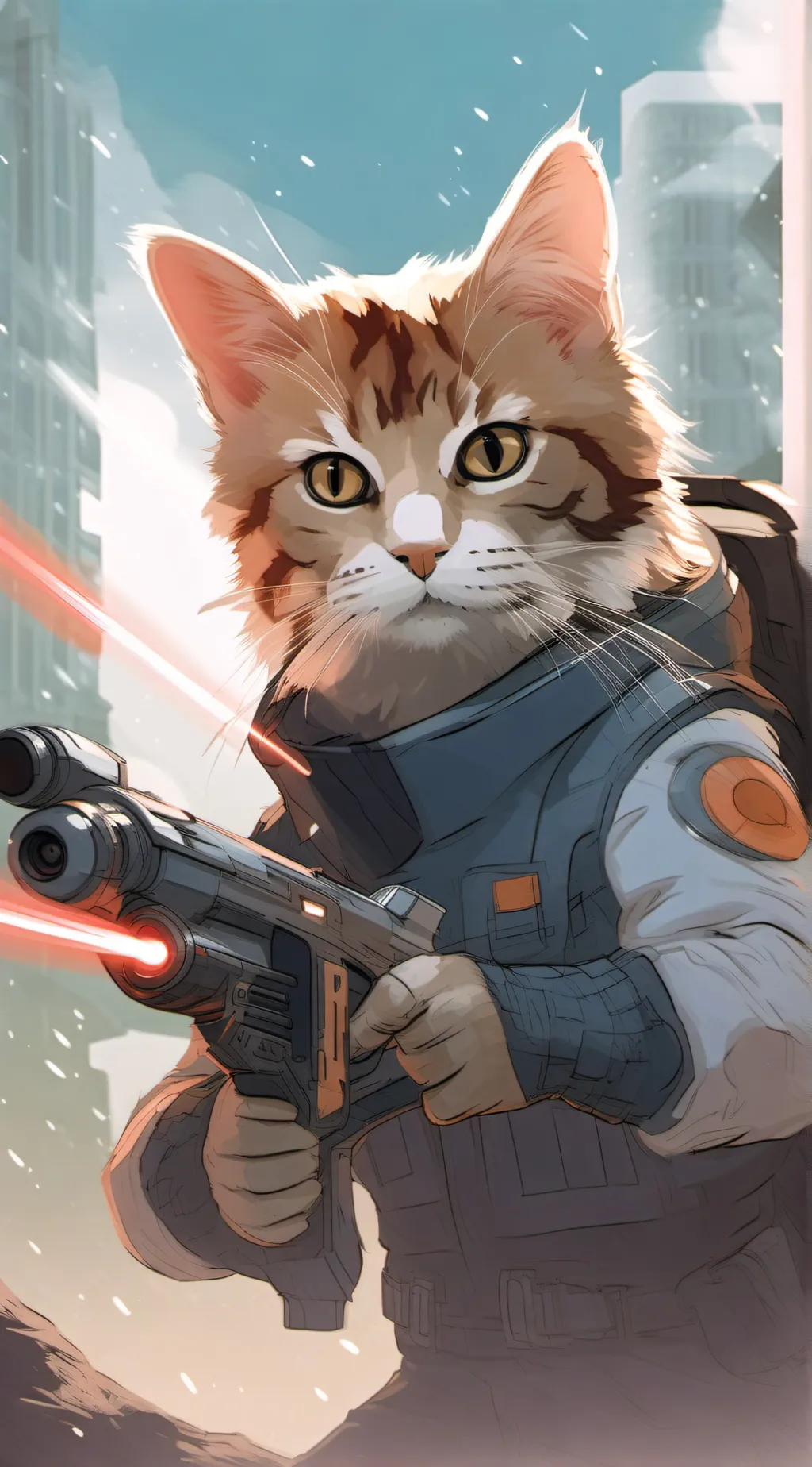 ai character: Time traveler cat background