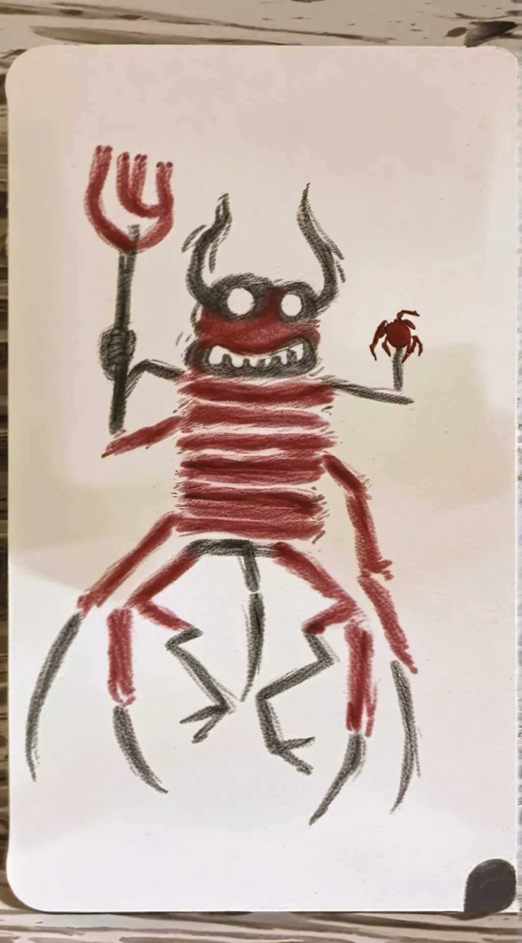 ai character: demon drawing  background