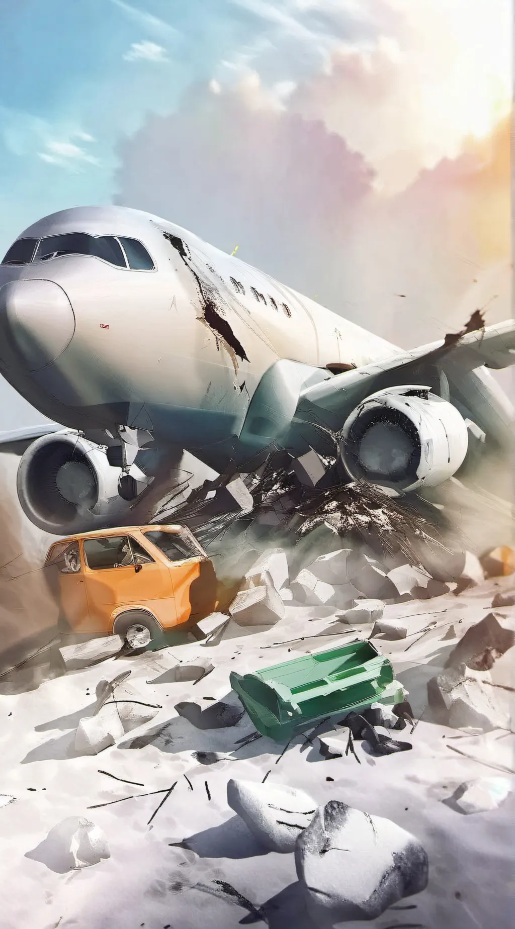 ai character: HH crash plane background