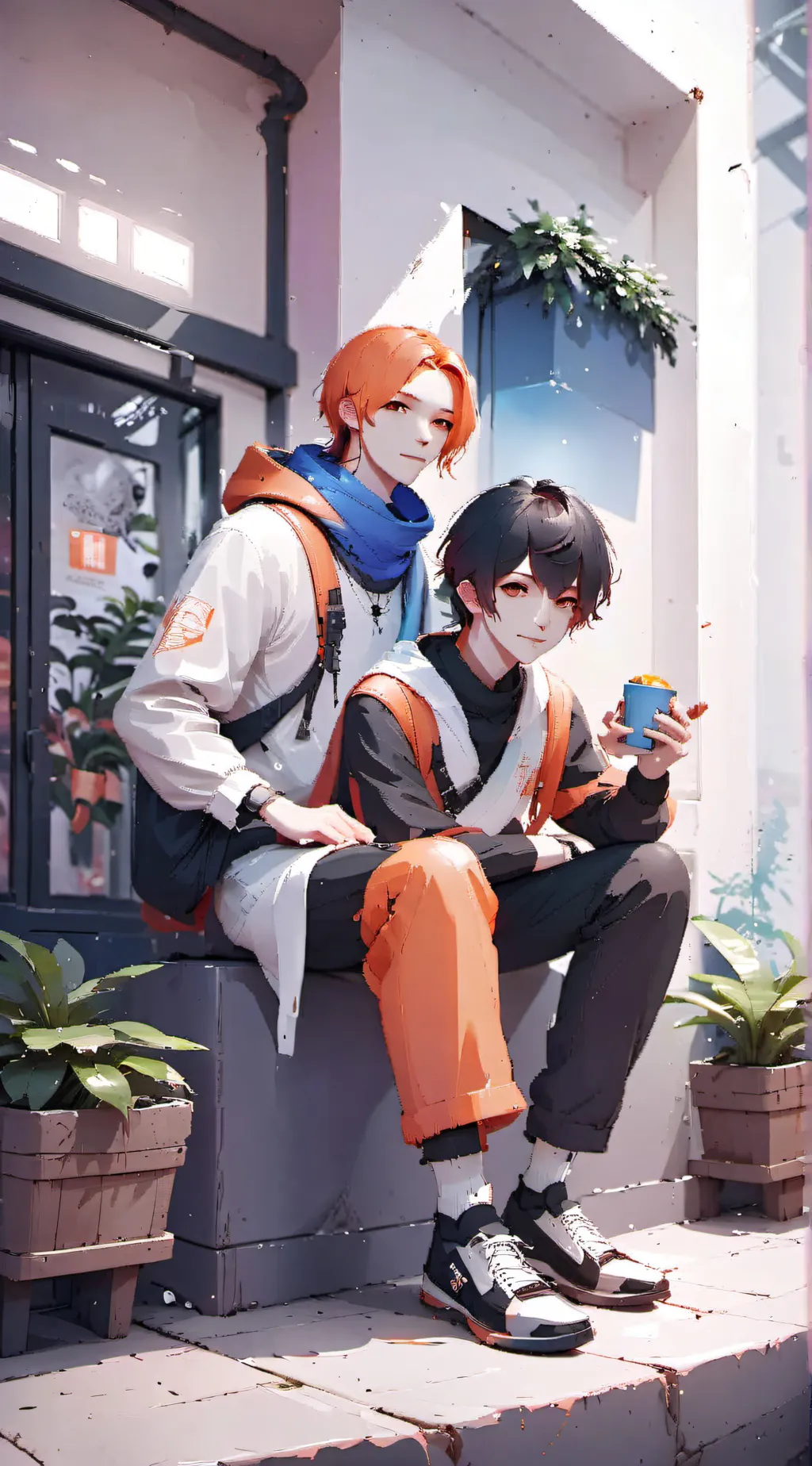 ai character: you me gas station background