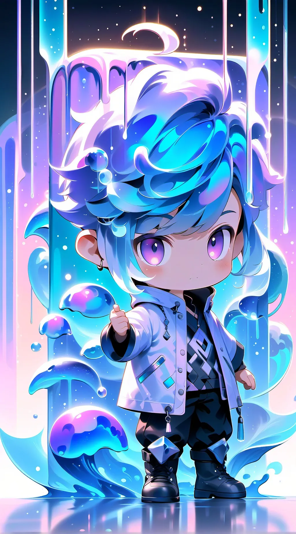 ai character: moky. ᕙ(⇀‸↼‶)ᕗ background