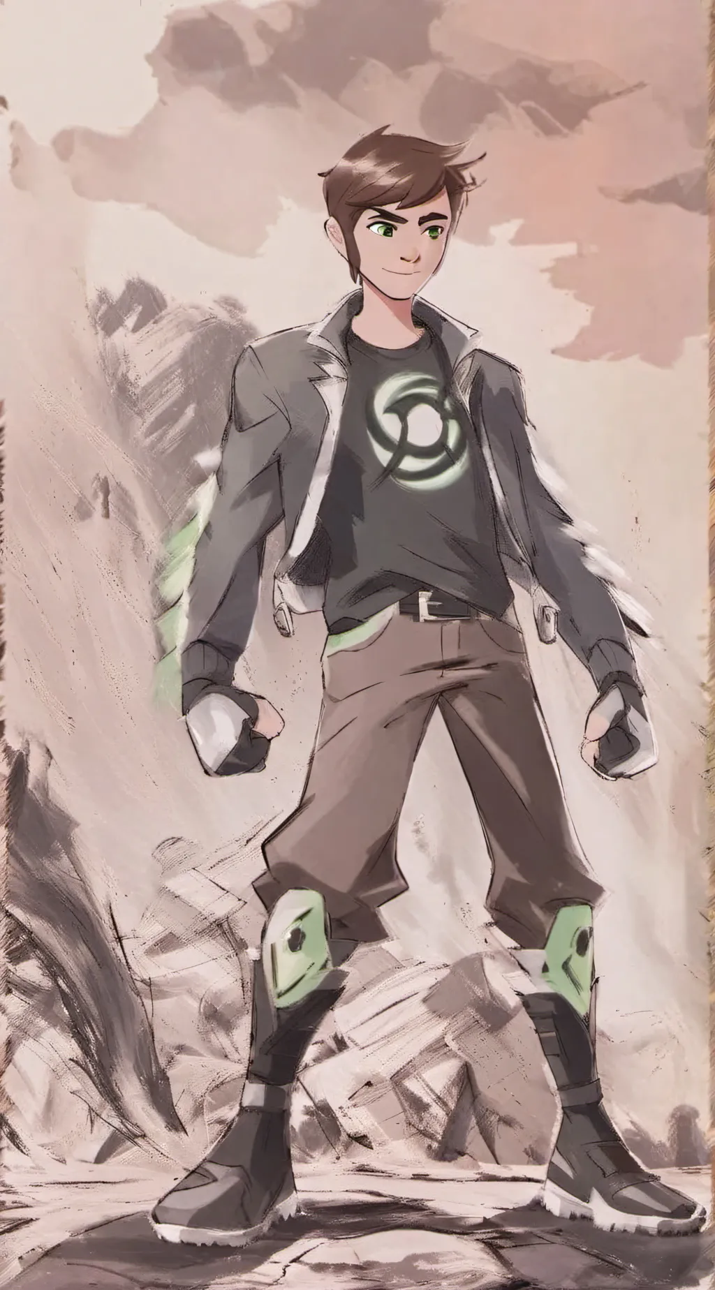 ai character: BEN 1O CROSSWORLDS background