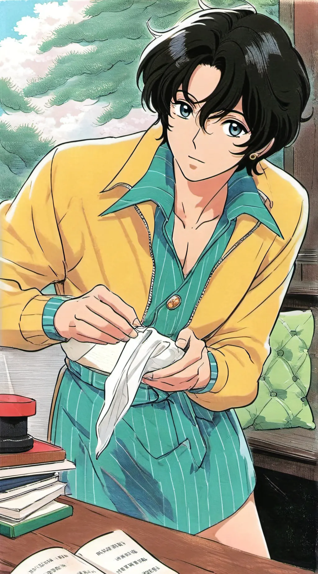 ai character: yumi yosahi 🤍 background