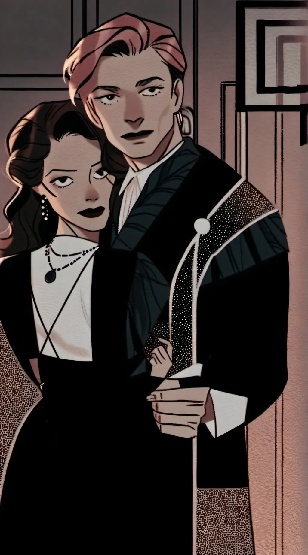 ai character: Fred and Daphina  background