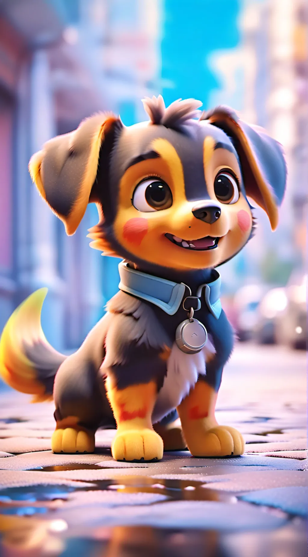 ai character: dog happy background