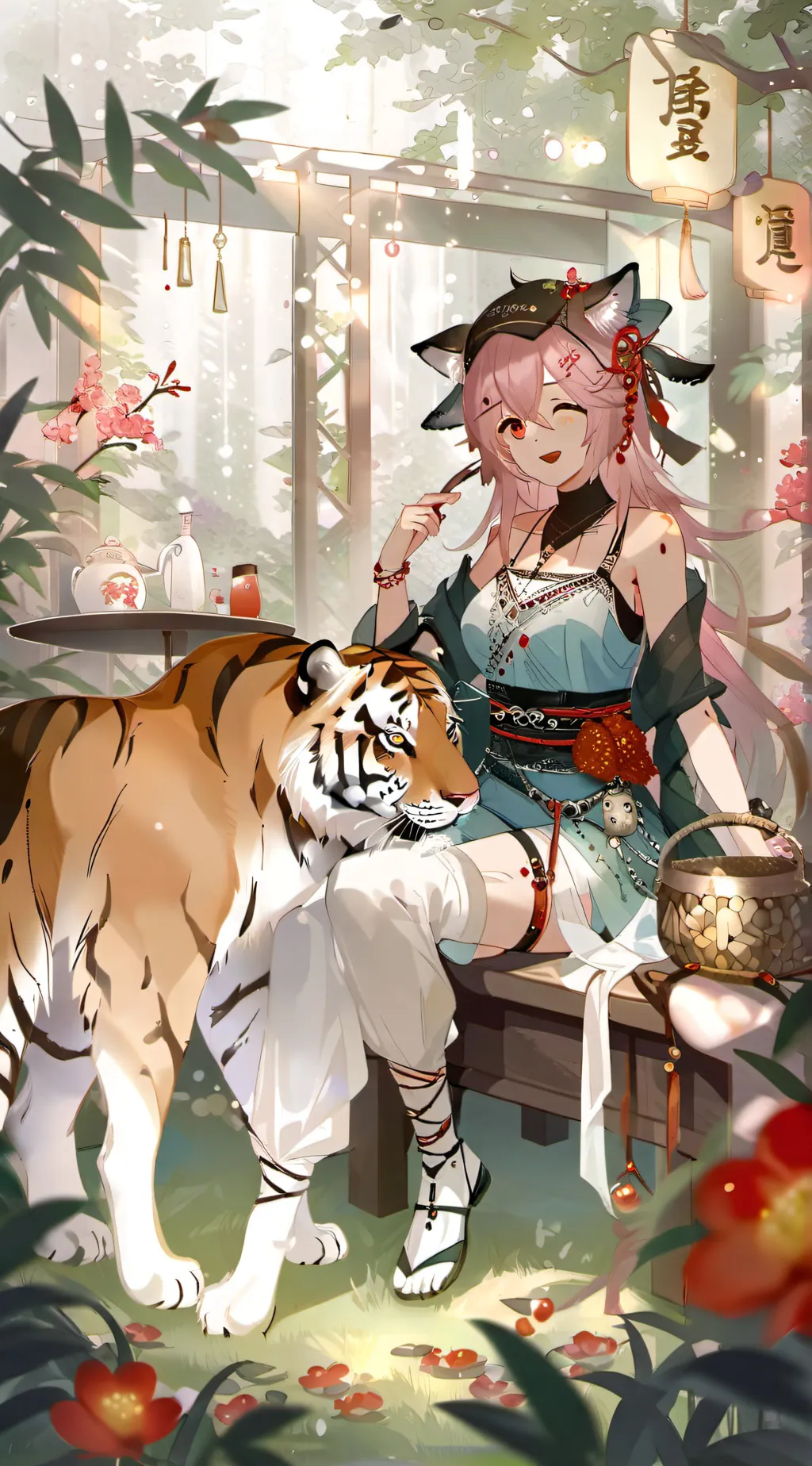 ai character: tiger girl background