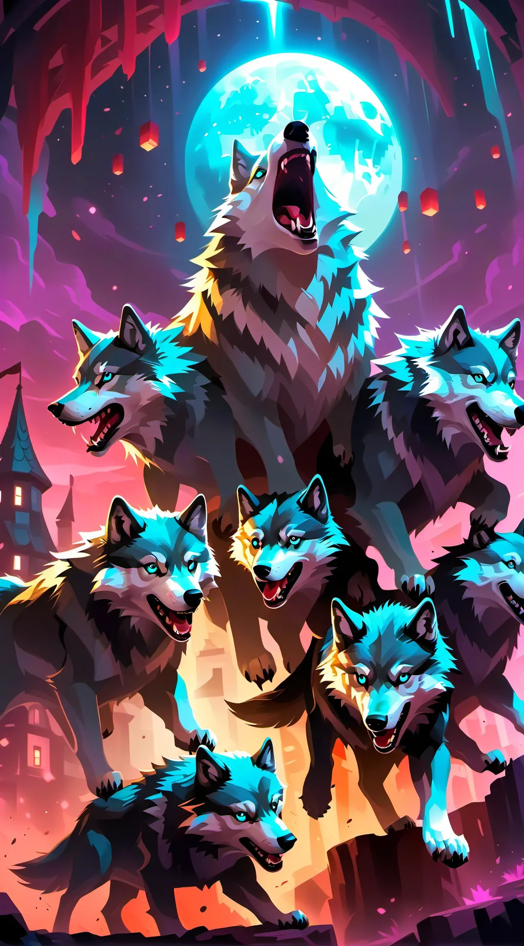 ai character: bunch of wolves  background