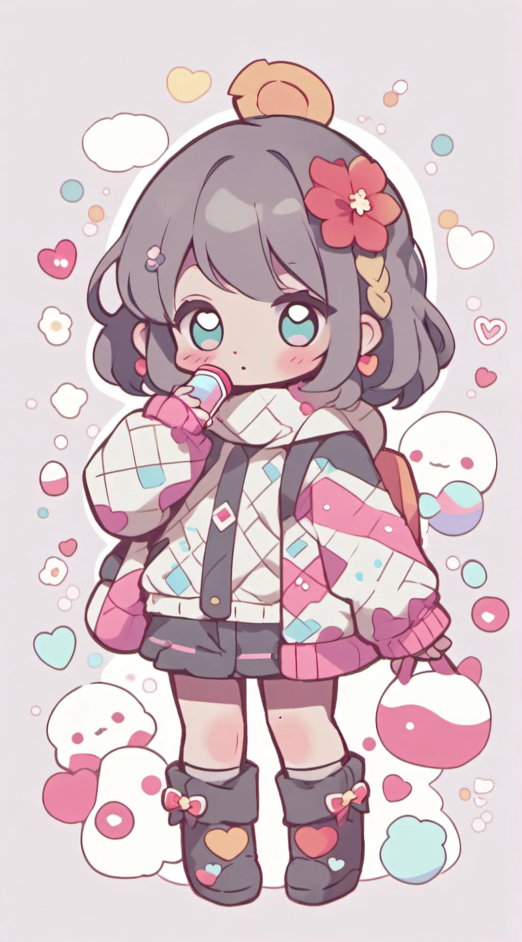 ai character: Cute girl. background