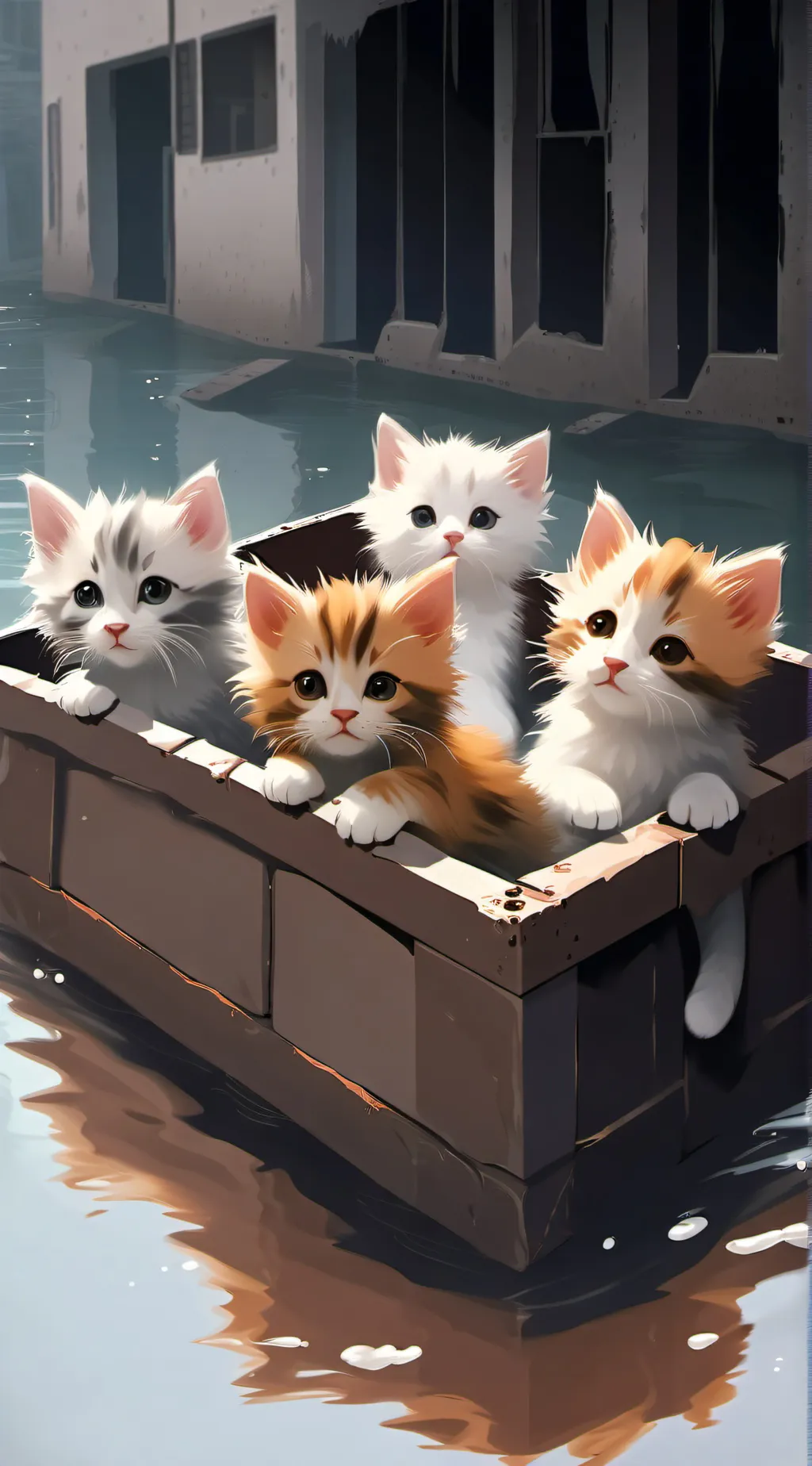 ai character: Flooded cats background