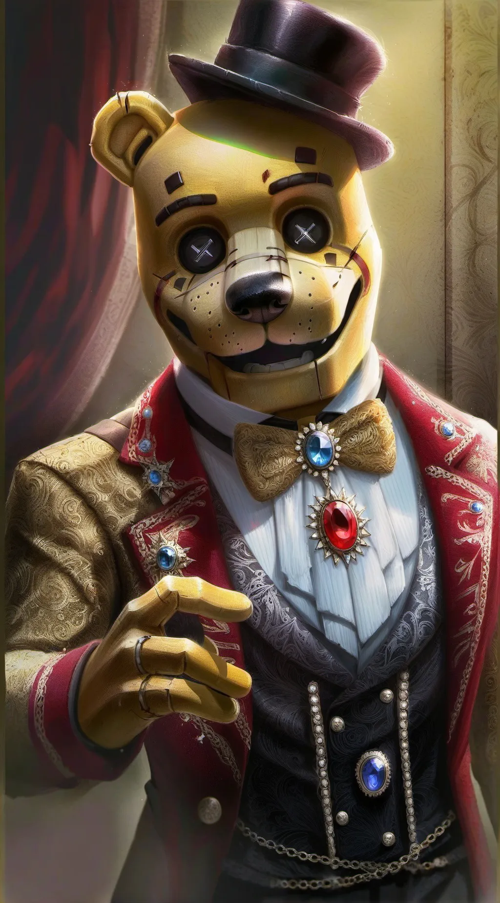 ai character: Golden Freddy  background