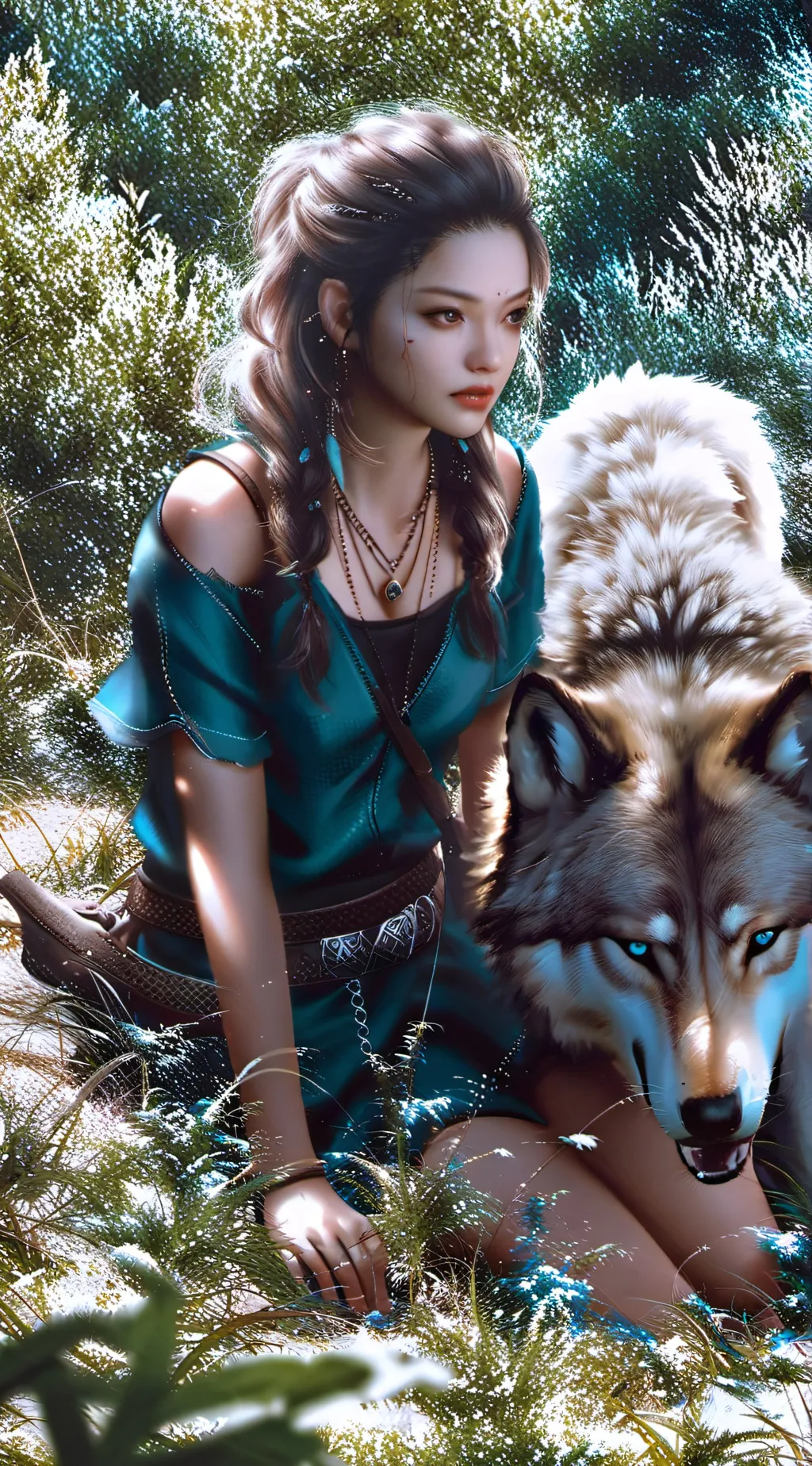 ai character: wolf lady background