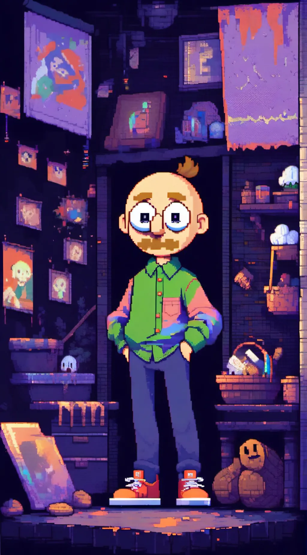 ai character: Baldi background