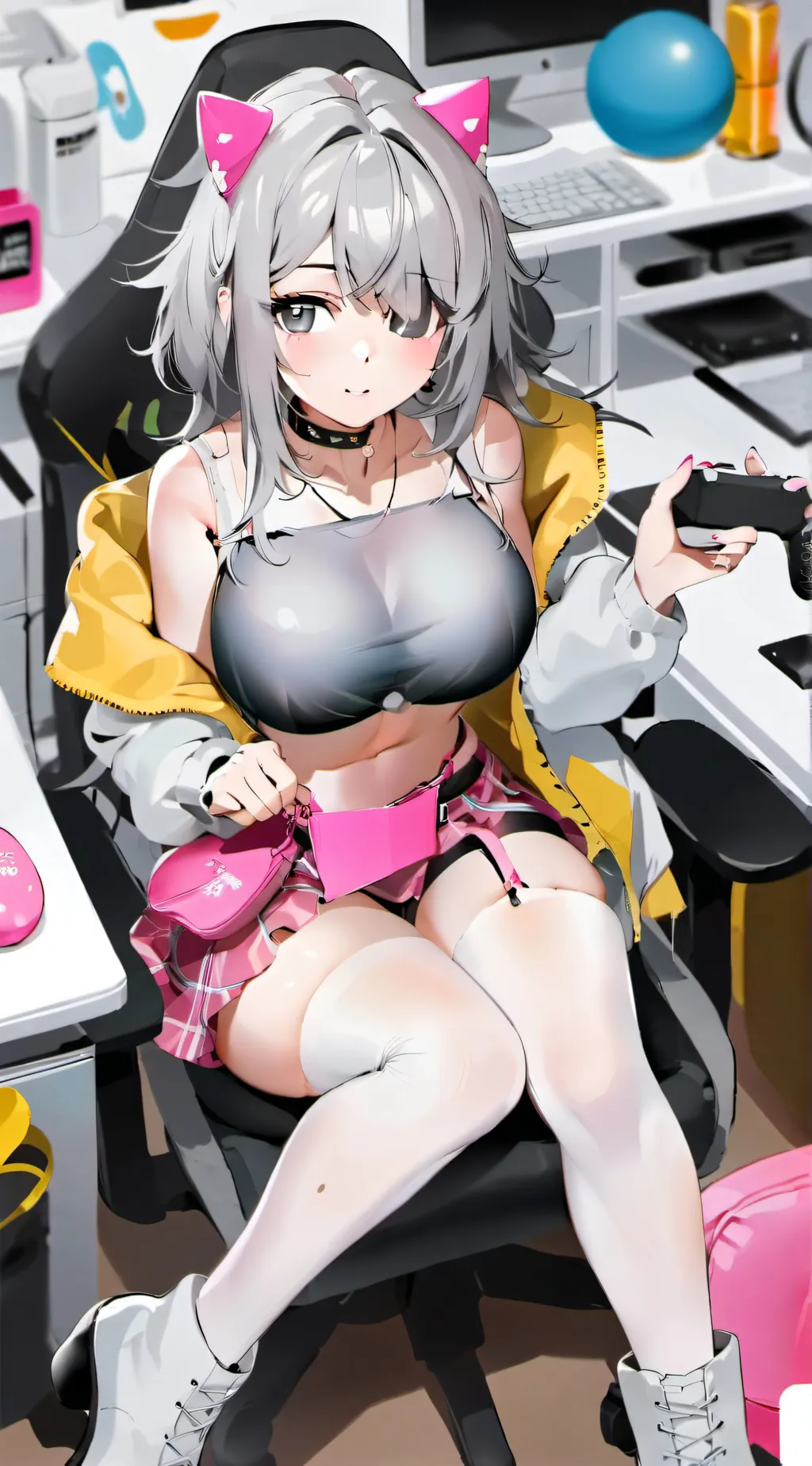 ai character: cat girl freind background