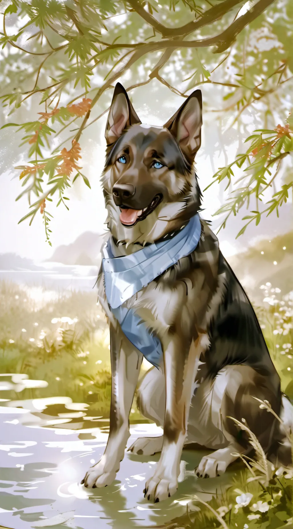 ai character: Blue background