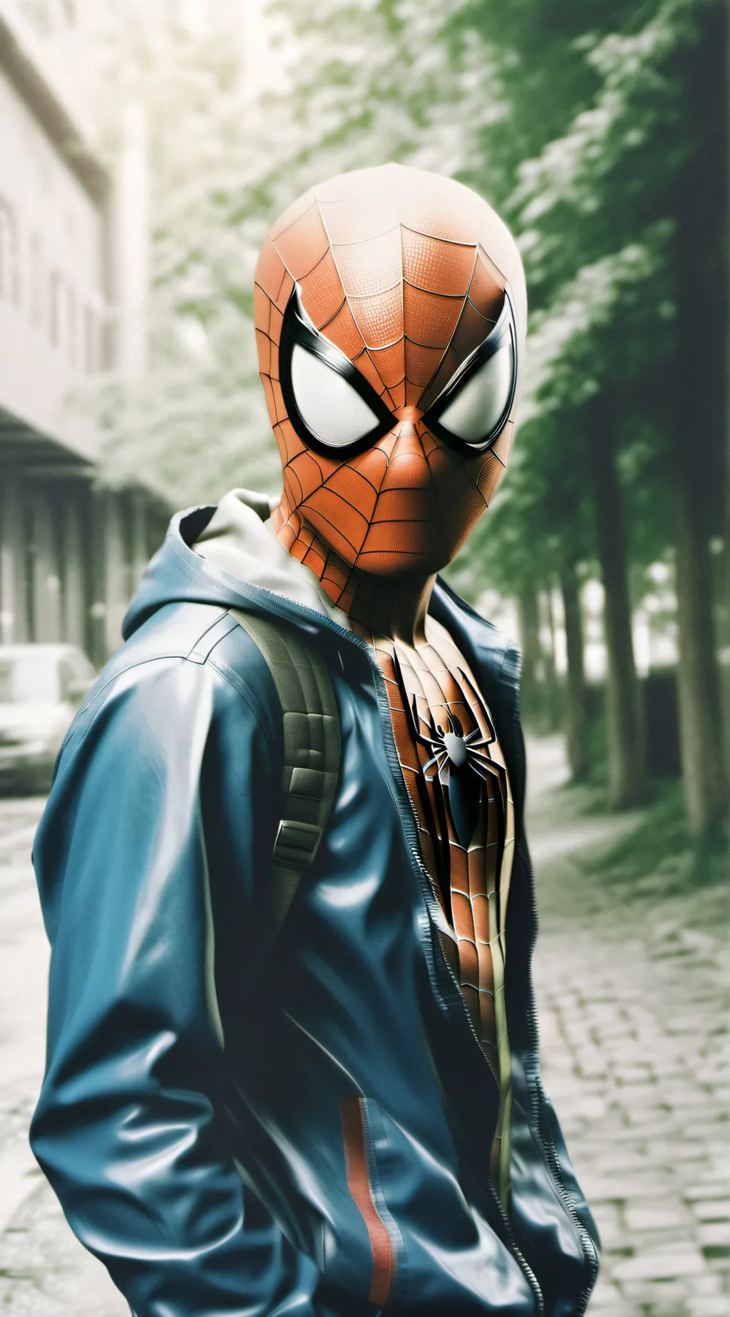 ai character: Spiderman  background