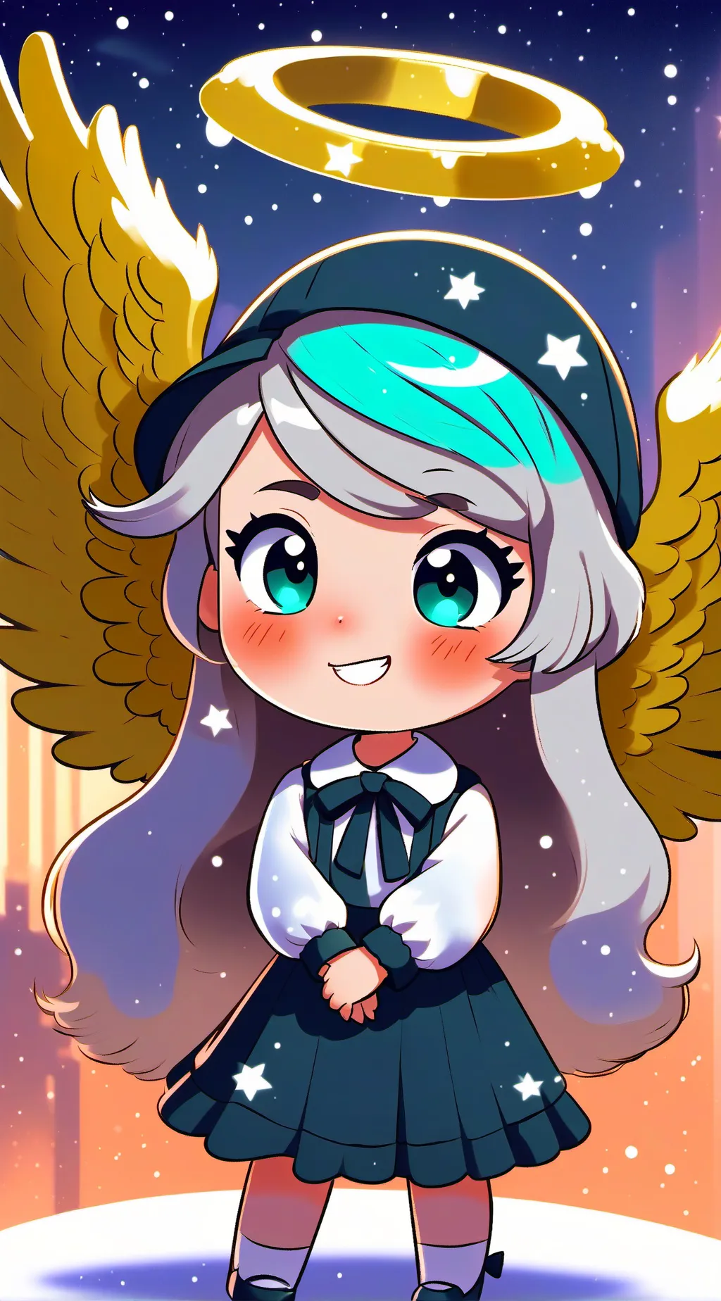 ai character: snowy background