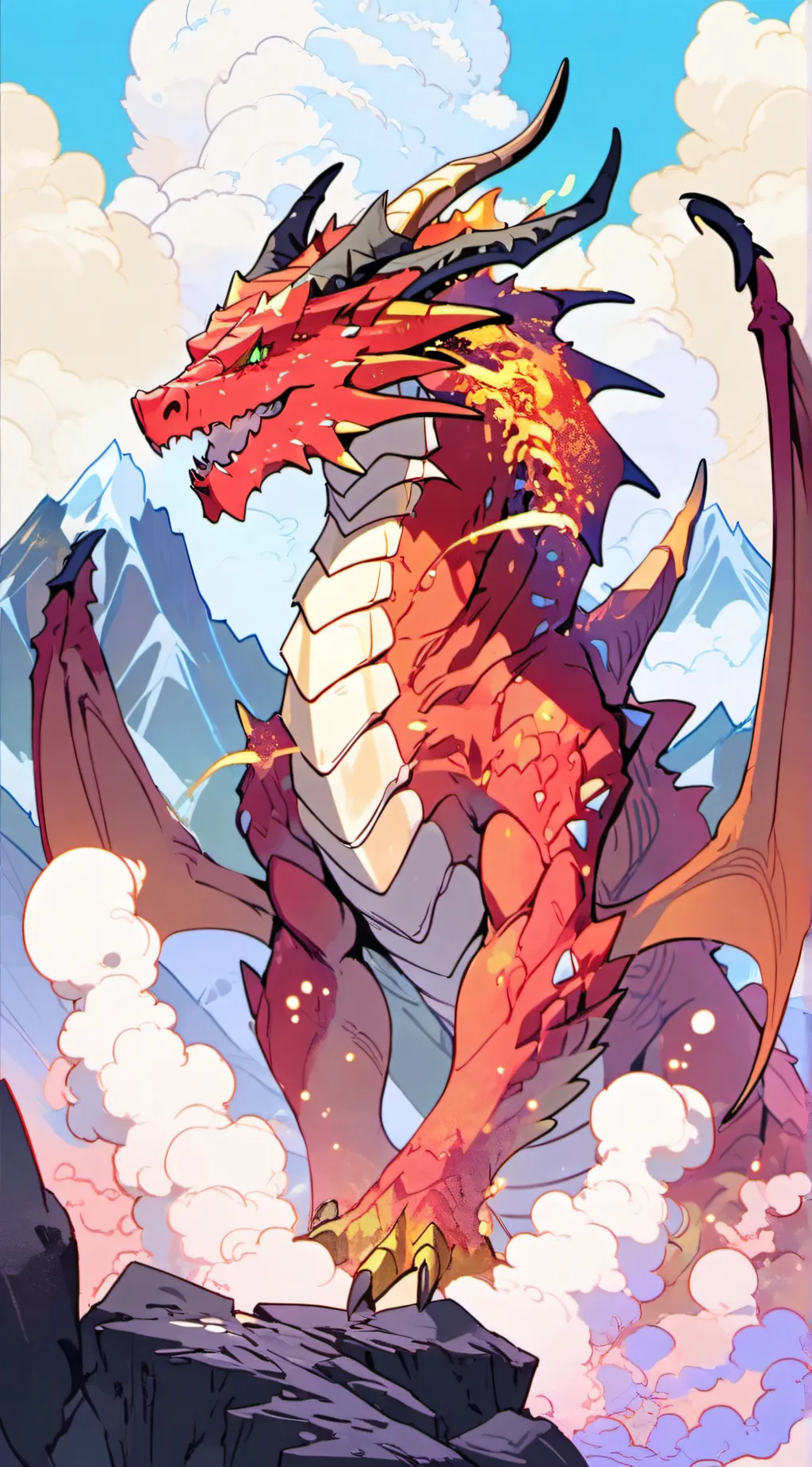 ai character: fire dragon life background