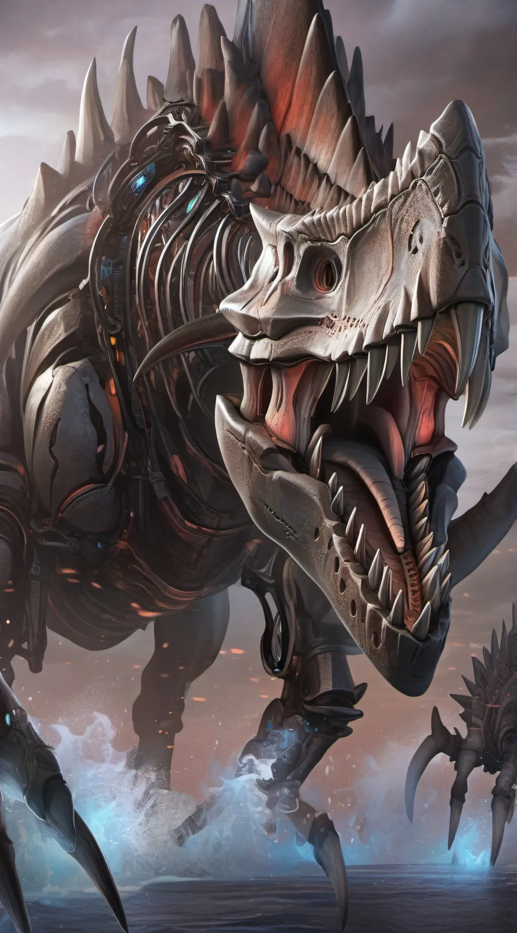 ai character: skeleton spinosaur background