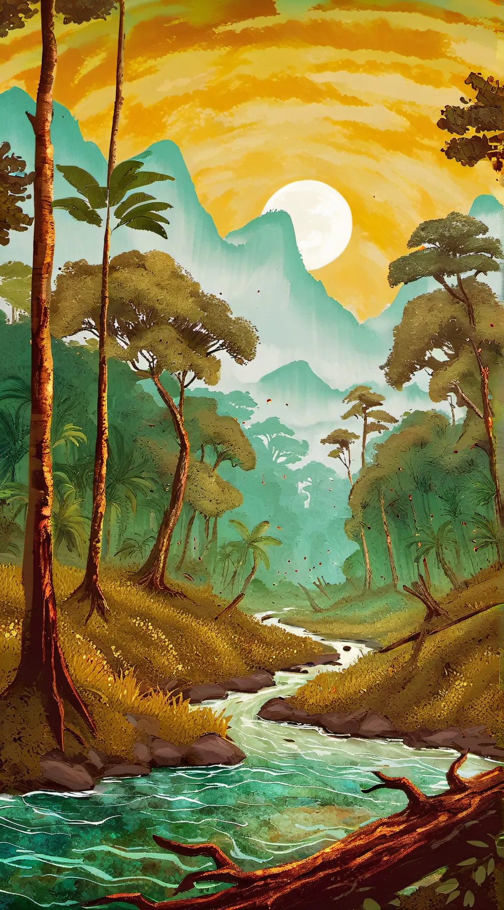 ai character: Amazon rainforest background