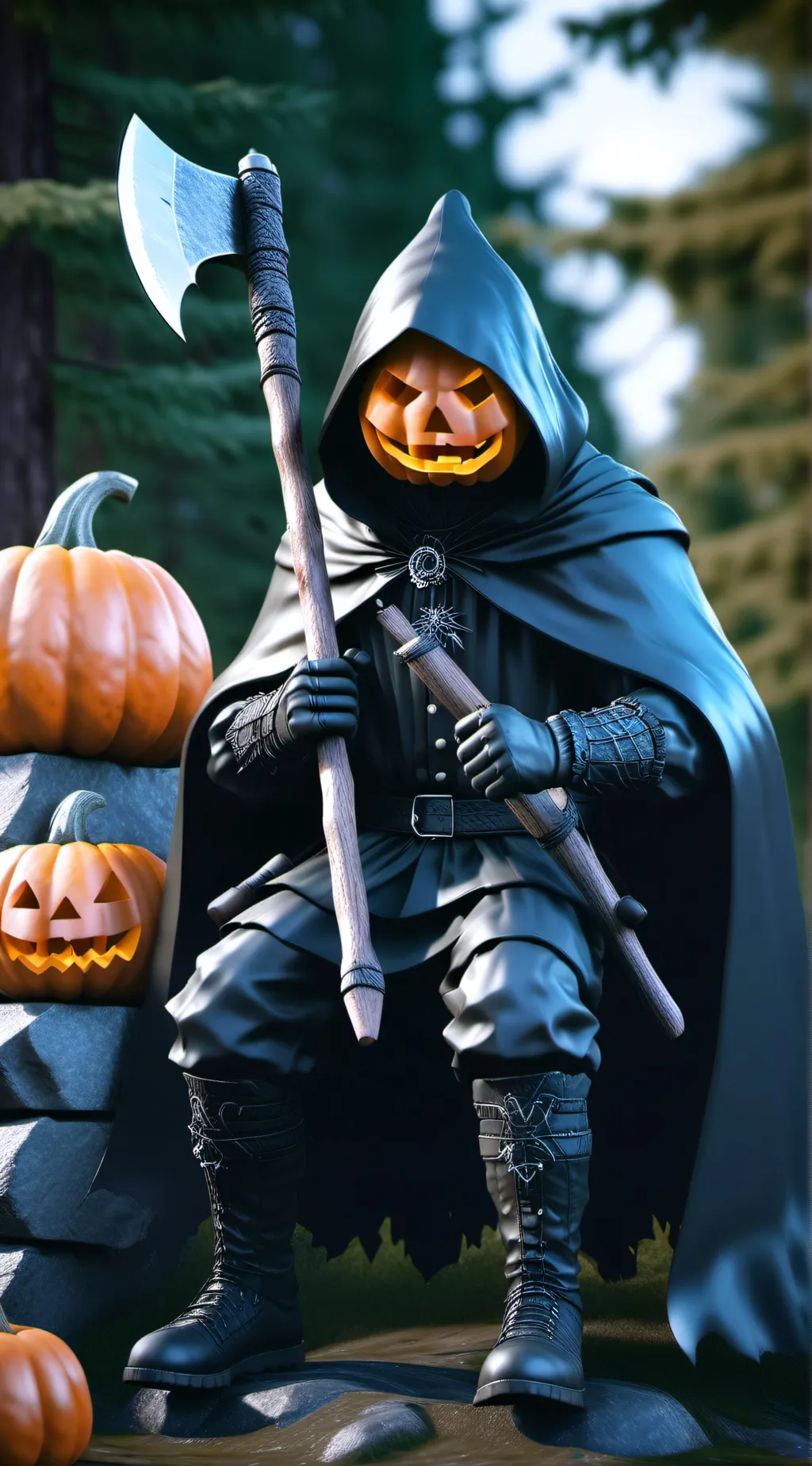 ai character: pumpkin man background