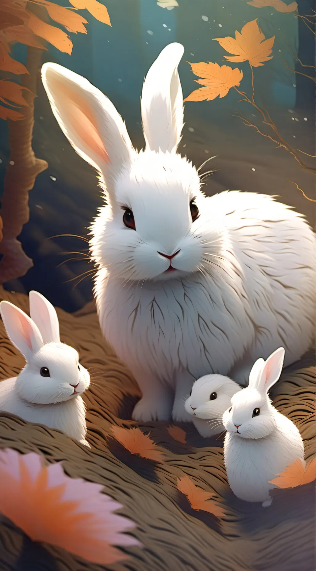ai character: Mother rabbit  background