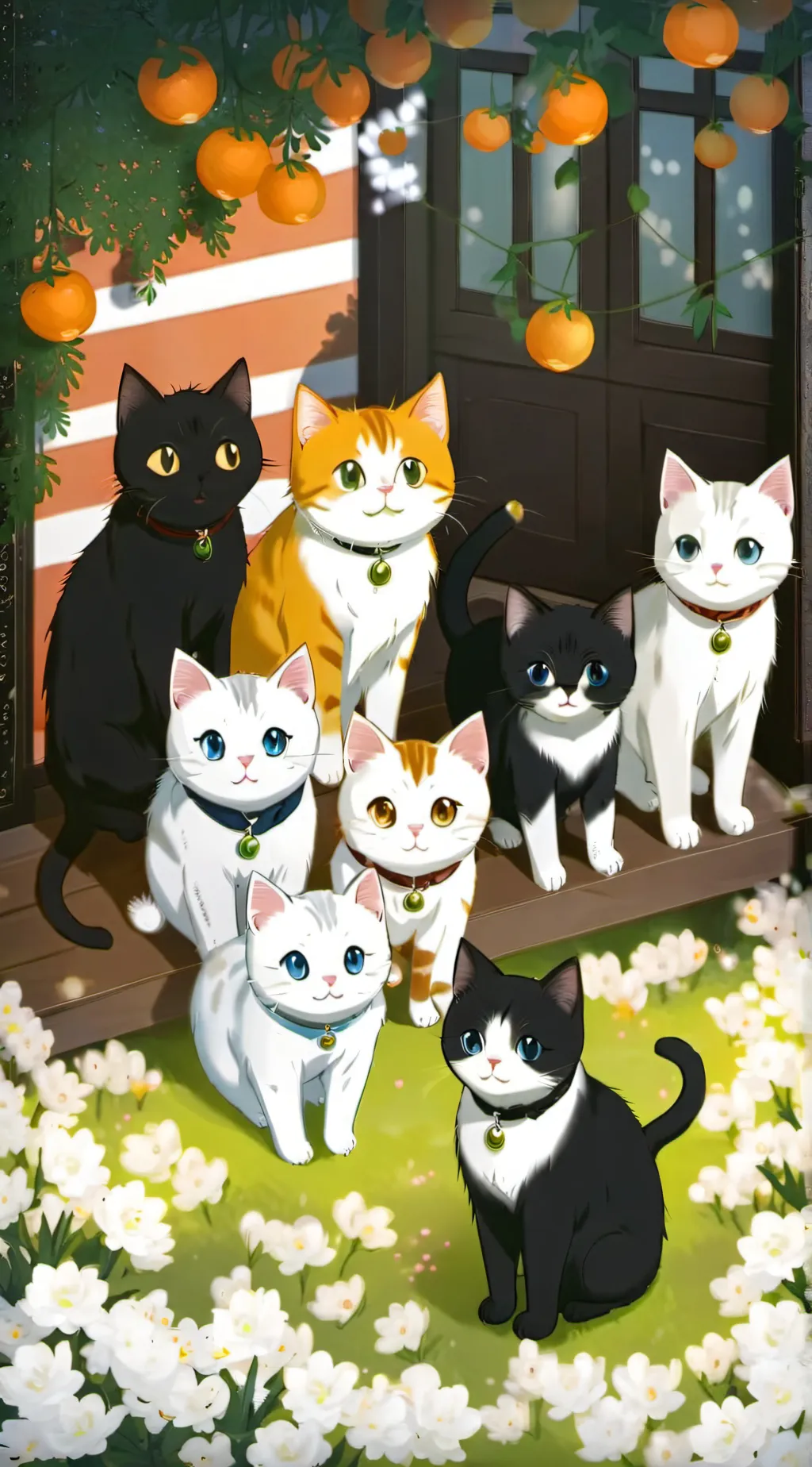 ai character: 8 Cats background
