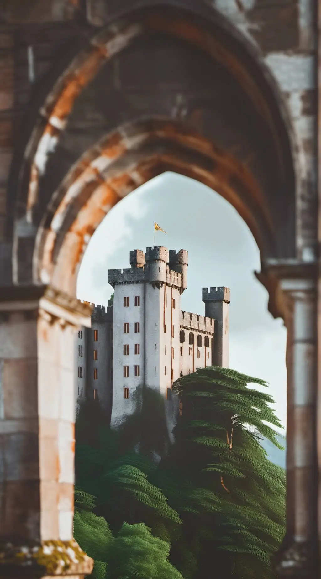 ai character: abandoned castle background