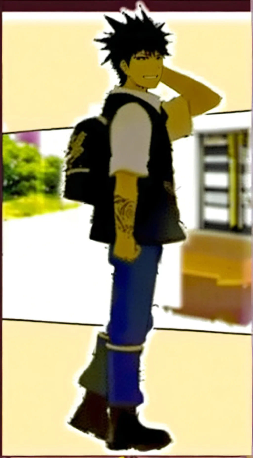 ai character: cat on a car background