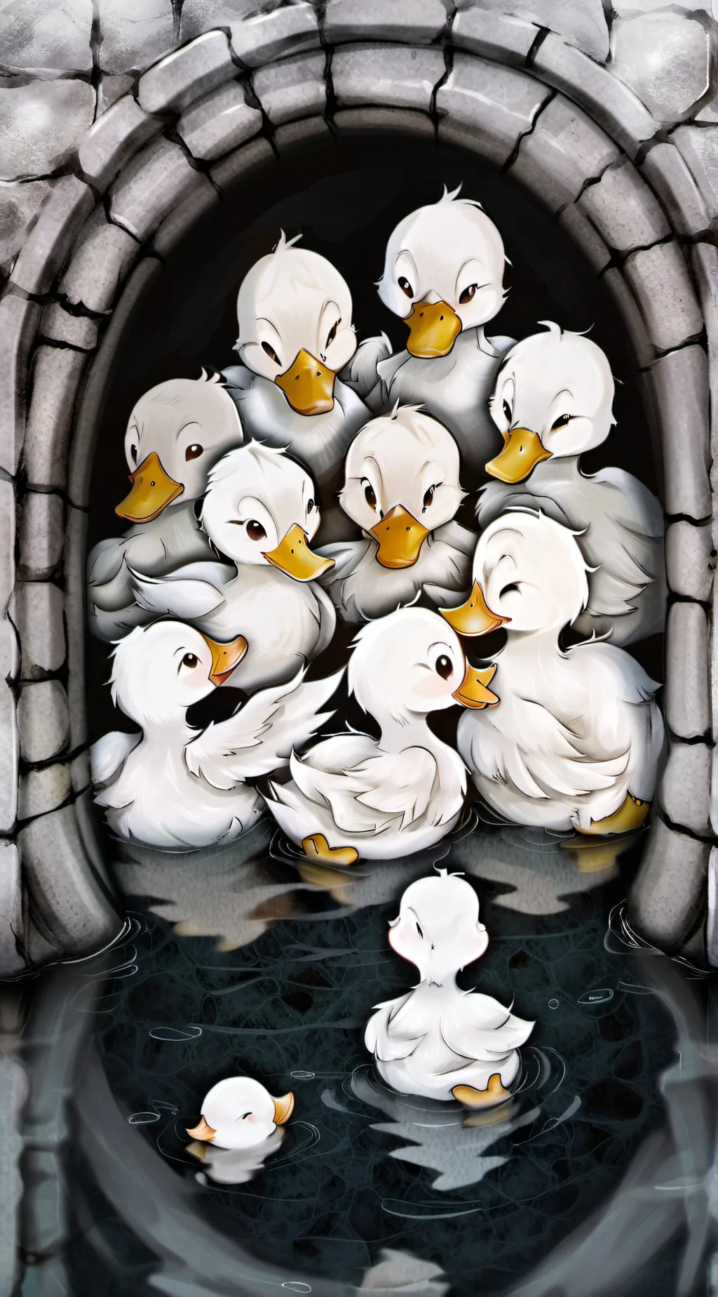 ai character: 30 ducklings background
