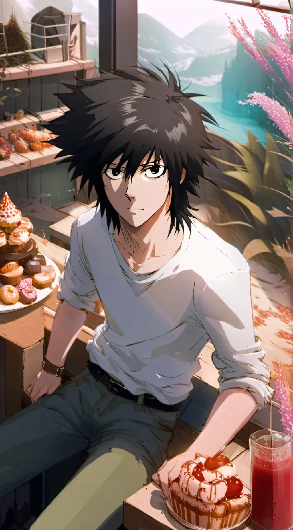 ai character: L (Death Note) background