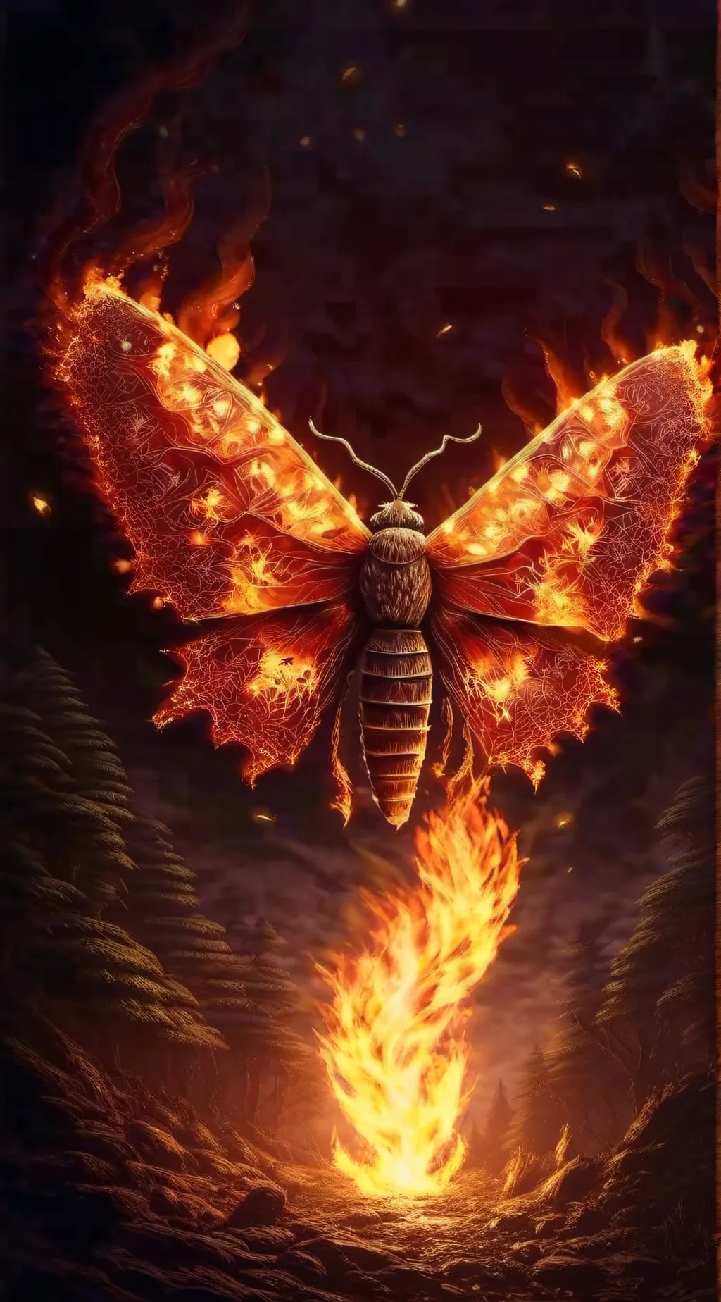 ai character: Fire mothra  background