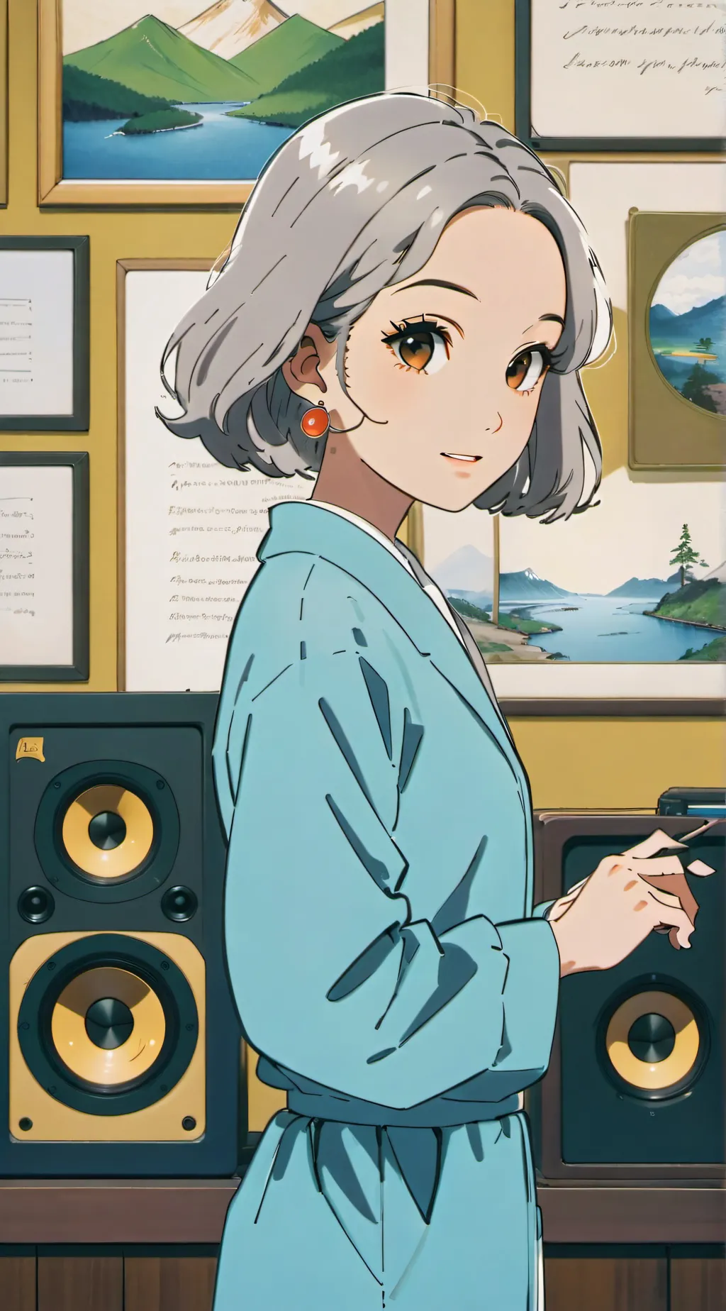 ai character: speaker woman background