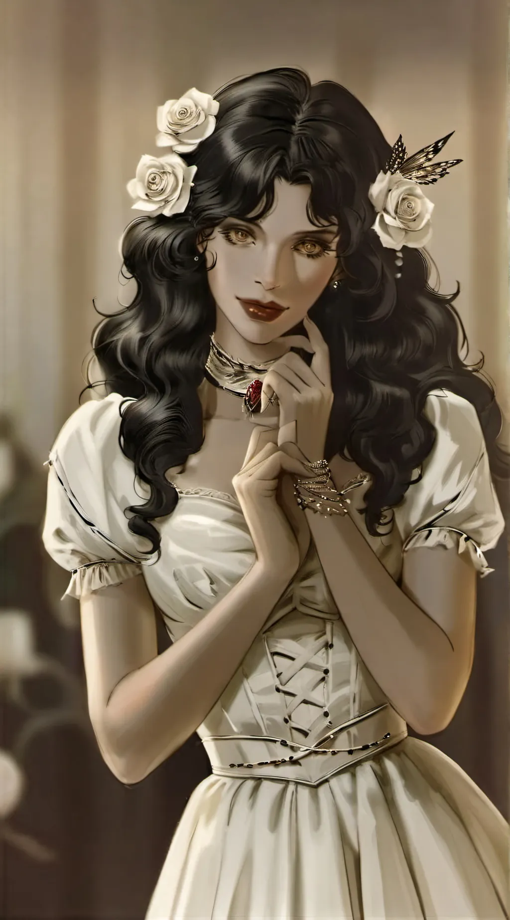 ai character: Alcina Dimitrescu  background