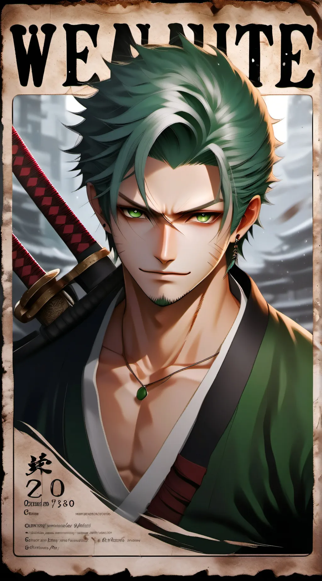 ai character: Zoro  background