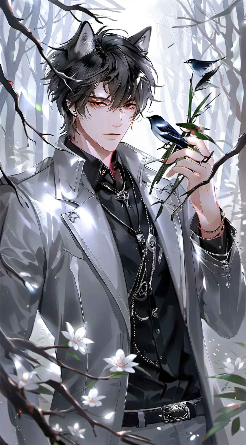 ai character: 🤍Silver 🤍 background